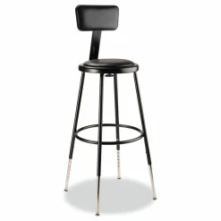 NPS 6400 Series Height Adj Heavy Duty Vinyl Steel Stool w/Backrest, Supports 300 lb, 25