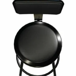 NPS 6400 Series Height Adjustable Heavy Duty Vinyl Steel Stool with Backrest, Supports 300 lb, 19" to 27" Seat Height, Black