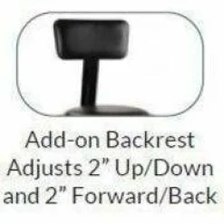 NPS 6400 Series Height Adjustable Heavy Duty Vinyl Steel Stool with Backrest, Supports 300 lb, 19" to 27" Seat Height, Black