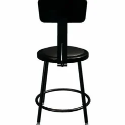 NPS 6400 Series Height Adjustable Heavy Duty Vinyl Steel Stool with Backrest, Supports 300 lb, 19