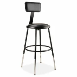 NPS 6400 Series Height Adjustable Heavy Duty Vinyl Steel Stool with Backrest, Supports 300 lb, 19