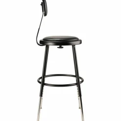 NPS 6400 Series Height Adjustable Heavy Duty Vinyl Steel Stool with Backrest, Supports 300 lb, 19
