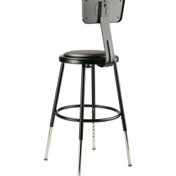 NPS 6400 Series Height Adjustable Heavy Duty Vinyl Steel Stool with Backrest, Supports 300 lb, 19