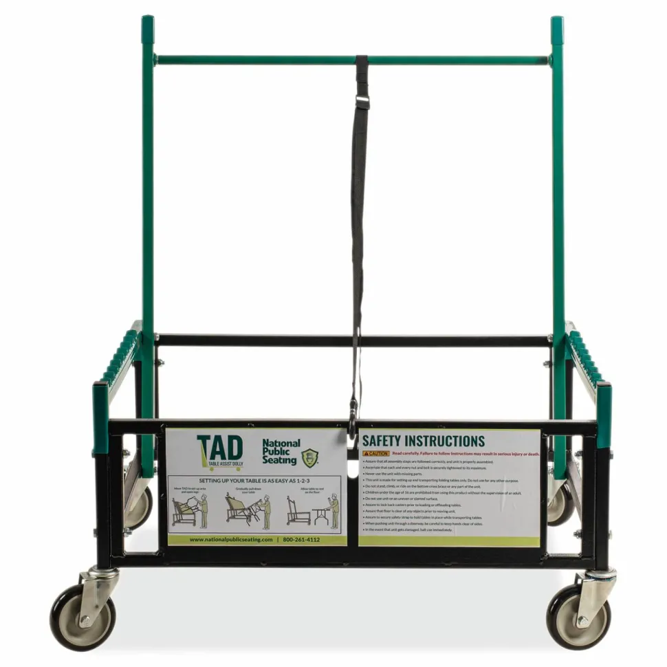 NPS Table Assist Dolly, 1,000 lb Capacity, 38 x 30 x 44.5, Black/Green