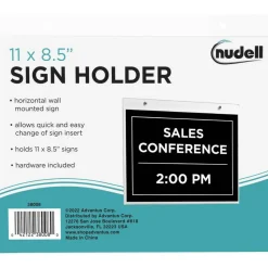 NuDell Acrylic Sign Holder, Horizontal, 11 x 8.5, Clear