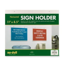 NuDell Acrylic Sign Holder, Horizontal, 11 x 8.5, Clear