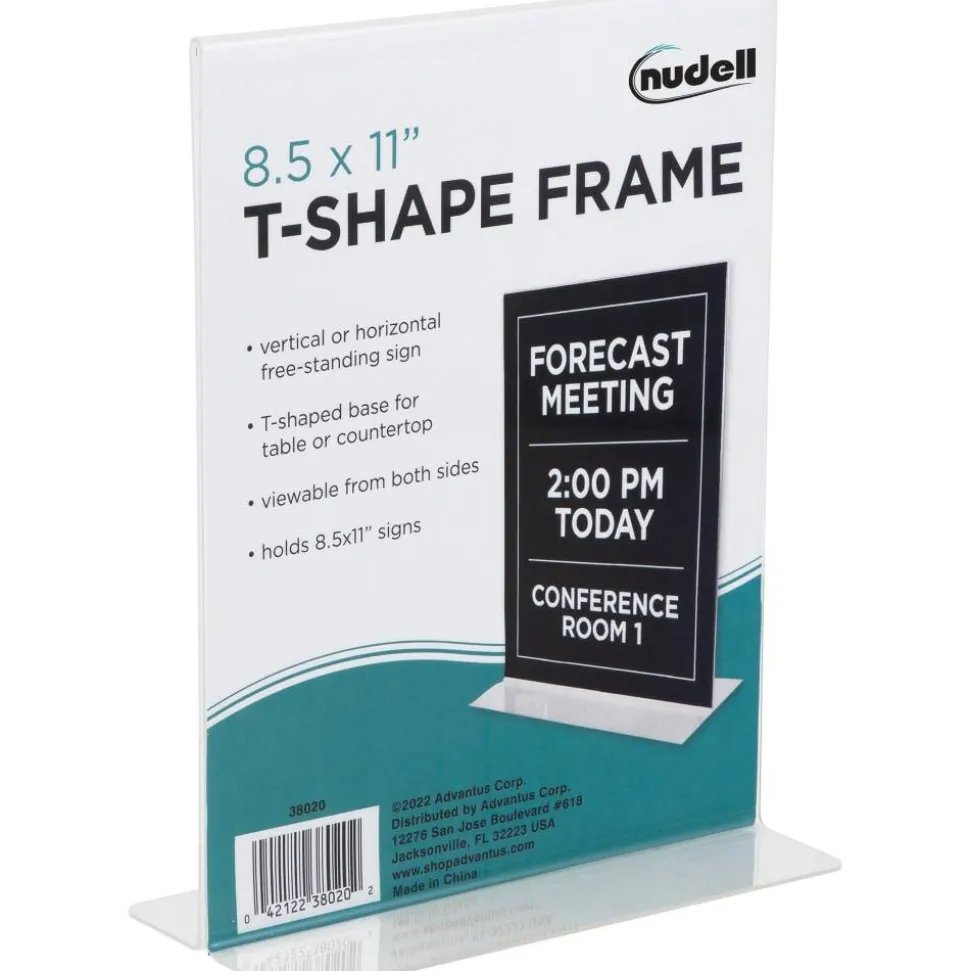 NuDell Acrylic Standing Sign Holder, 8 1/2" x 11", Clear