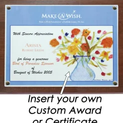 NuDell Award-A-Plaque Document Holder, Acrylic/Plastic, 10.5 x 13, Walnut