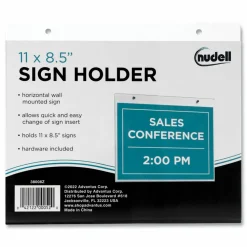 NuDell Clear Plastic Horizontal-Orientation Wall Sign Holder with Mounting Screws, Quick-Change Insert System, 11 x 8.5 Insert