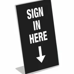 NuDell Clear Plastic Slanted L-Shaped Countertop Sign Holder, Side-Load, Horizontal/Vertical Orientation, 4 x 6 Insert
