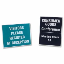 NuDell Clear Plastic Slanted L-Shaped Countertop Sign Holder, Side-Load, Horizontal/Vertical Orientation, 8.5 x 11 Insert