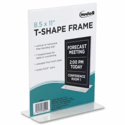 Nu-Dell Double-sided Sign Holder, 8.5"W x 11"H, Rectangular Shape, Double-sided, Self-standing, Acrylic, Clear