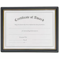 NuDell Economy Framed Achievement/Appreciation Awards, 11 x 8.5, Horiztontal Orientation, White with Black Border
