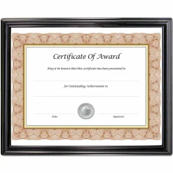 NuDell EZ Mount Document Frame with Trim Accent and Plastic Face, Plastic, 8.5 x 11 Insert, Black