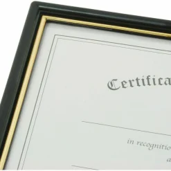 NuDell EZ Mount Document Frame with Trim Accent and Plastic Face, Plastic, 8.5 x 11 Insert, Black/Gold