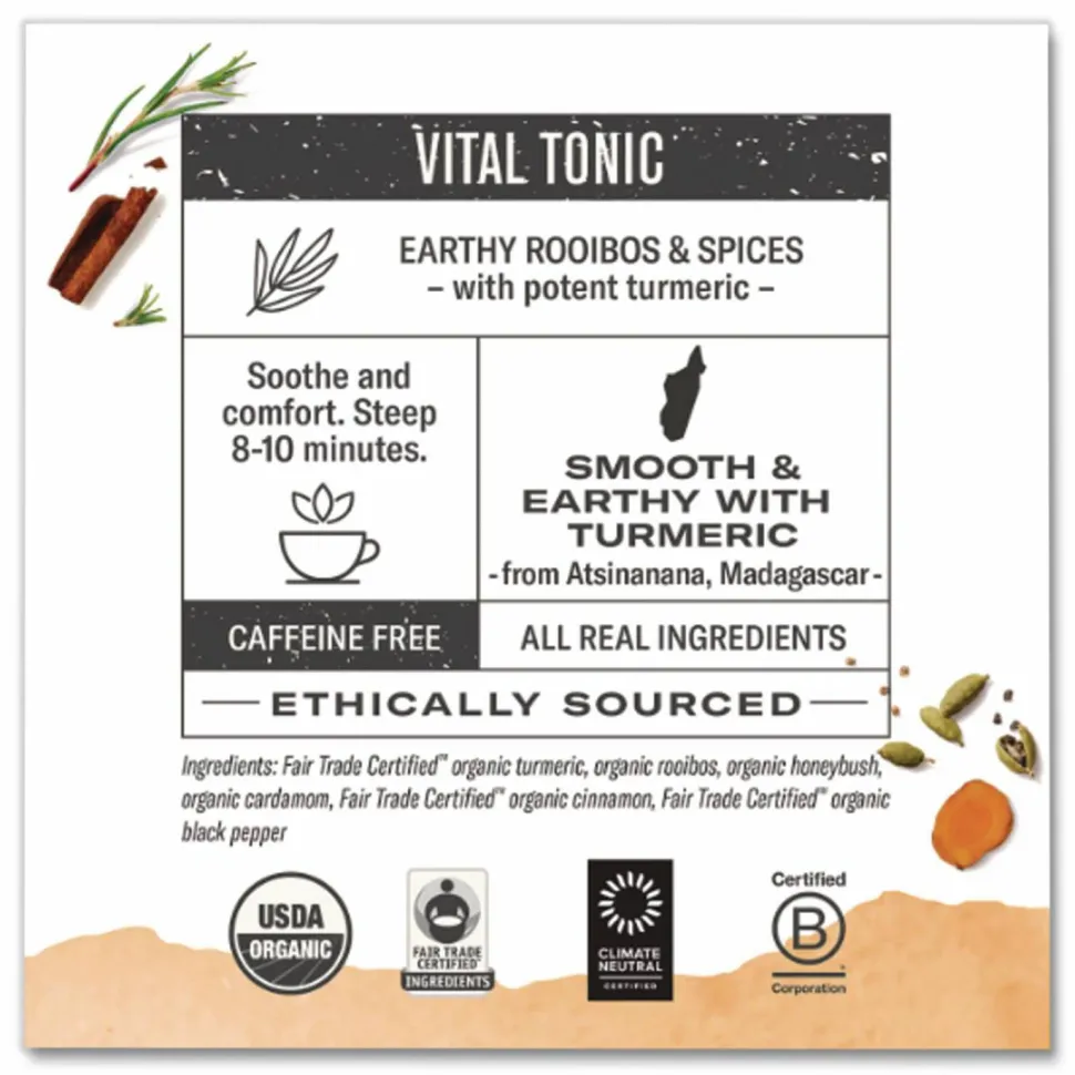 Numi Turmeric Organic Tea Herbal Tea, 1.5 Oz, Carton Of 12