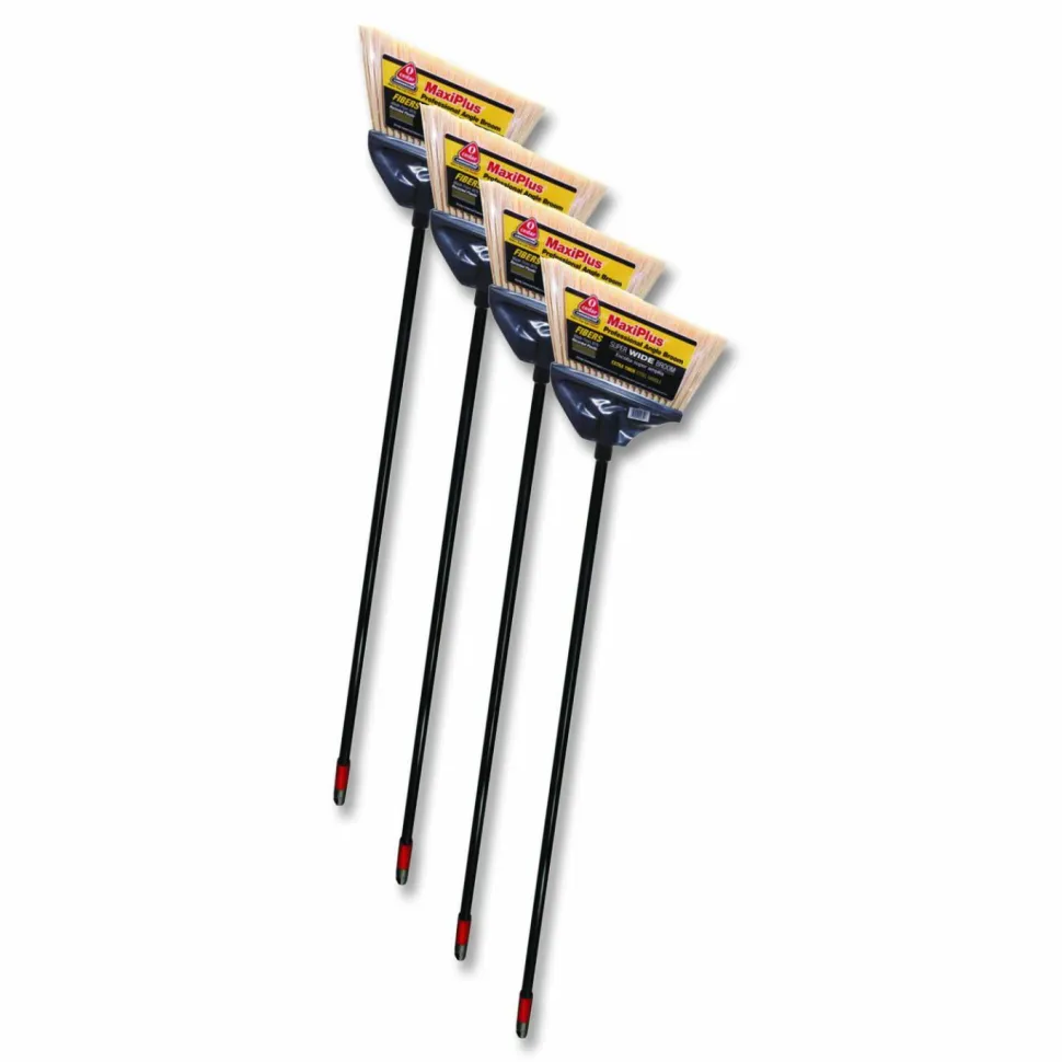 O-Cedar Commercial MaxiPlus Professional Angle Broom, 51" Length, Black, 4/Carton