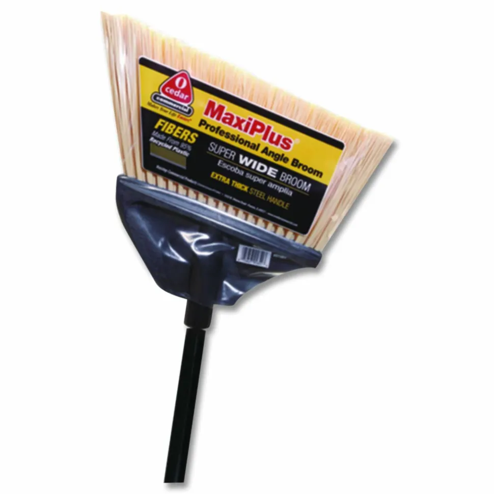 O-Cedar Commercial MaxiPlus Professional Angle Broom, 51" Length, Black, 4/Carton