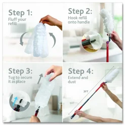 O-Cedar Flex and Catch Duster Heavy-Duty Refills, Polyester, White, 5/Pack, 4 Packs/Carton