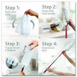 O-Cedar Flex and Catch Duster Heavy-Duty Refills, Polyester, White, 10/Pack