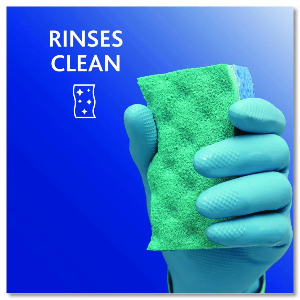 O-Cedar Scrunge Non-Scratch Scrub Sponge, 2.63 x 4.25, 1" Thick, Green/Blue, 2/Pack