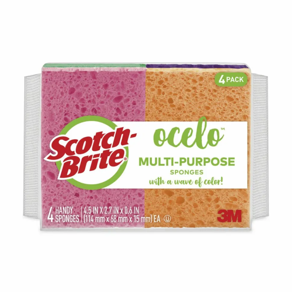 O Cel O Cellulose Sponges, Assorted Colors, Pack Of 4