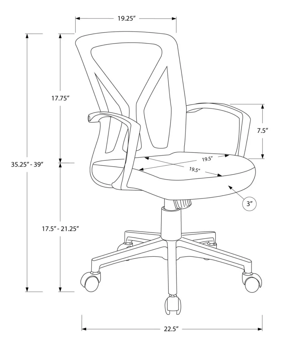 Office Chair, Adjustable Height, Swivel, Ergonomic, Armrests, Computer Desk, Work, Black Mesh, Black Metal, Contemporary, Modern