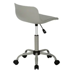 Office Chair, Adjustable Height, Swivel, Ergonomic, Computer Desk, Work, Juvenile, Grey Leather Look, Grey Metal, Contemporary, Modern