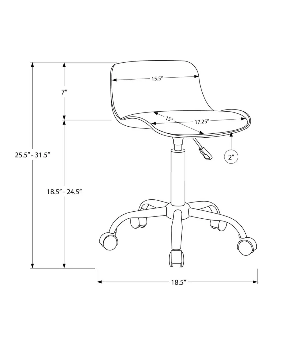 Office Chair, Adjustable Height, Swivel, Ergonomic, Computer Desk, Work, Juvenile, Grey Leather Look, Grey Metal, Contemporary, Modern
