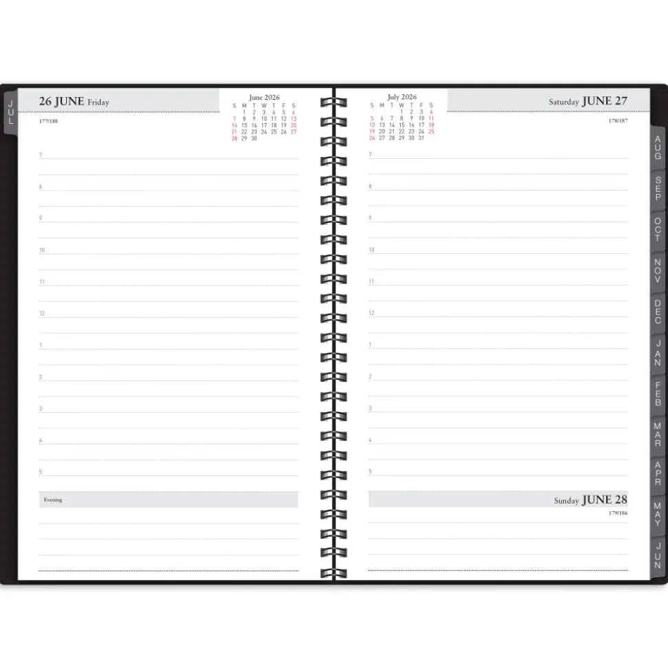 2026-2027 Office Depot Brand 14-Month Daily Academic Planner, 5" x 8", 30% Recycled, Black, July 2026 To August 2027, 2026 to 2027 Calendar