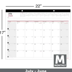 2026-2027 Office Depot Brand Monthly Academic Desk Calendar, 22" x 17", 30% Recycled, July 2026 To June 2027, 2026 to 2027 Calendar