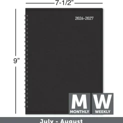 2026-2027 Office Depot Brand 14-Month Weekly/Monthly Academic Planner, Vertical Format, 7-1/2
