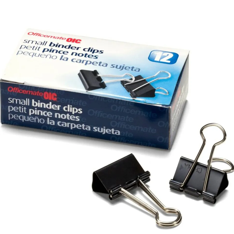 Officemate 99020 Small Binder Clips, Black, 12/Pack