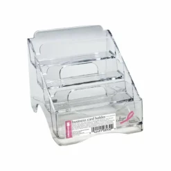 Officemate Breast Cancer Awareness 4 Tier Business Card Holder, Clear