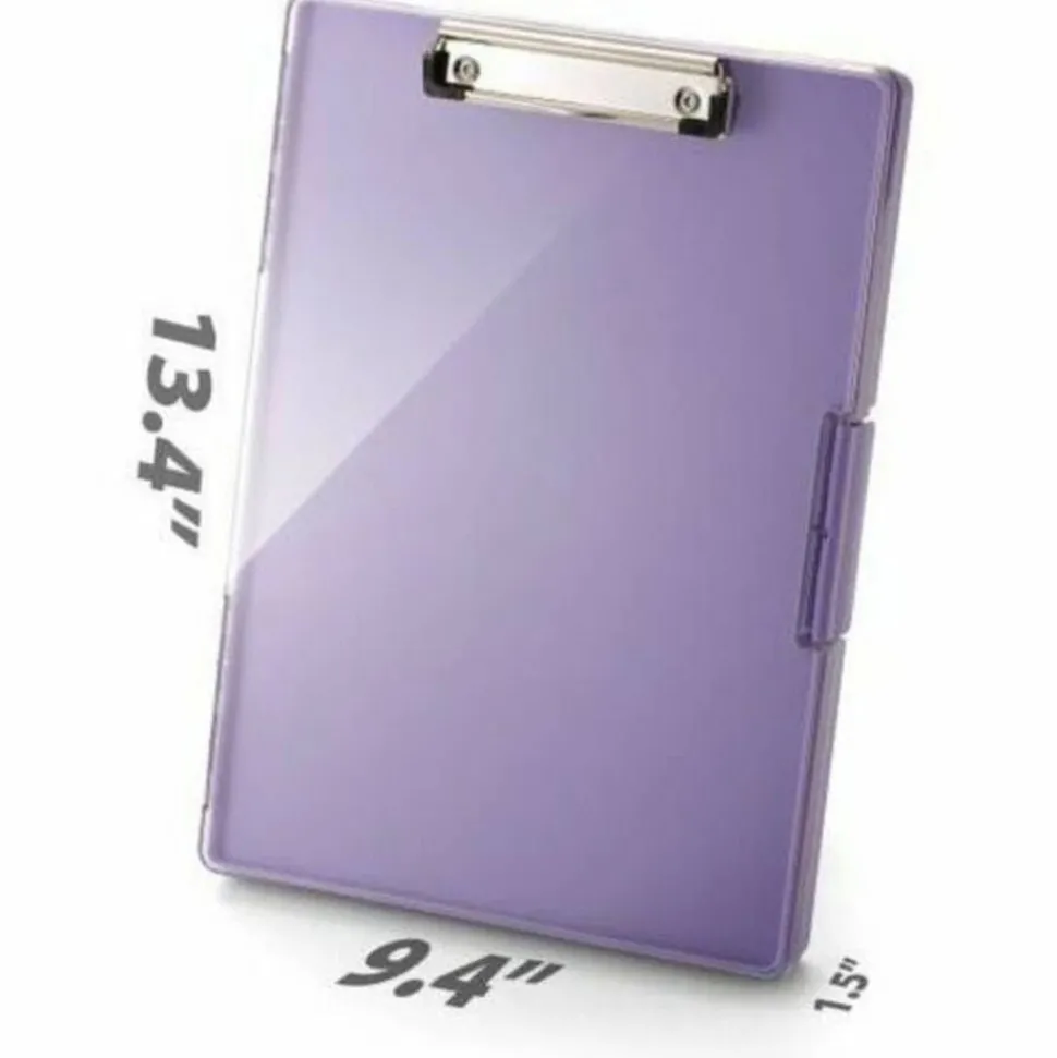 Officemate Clear View Clipboard Storage Box, 13-7/16” x 9-7/16”, Purple