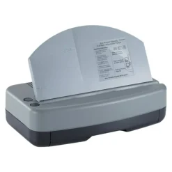 Officemate Electric 2 - 3 Hole Adjustable Eco-Punch, 30% Recycled, Black/Gray/Green