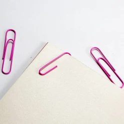 Officemate Pink Coated Paper Clips, Breast Cancer Awareness, Giant, PET-Coated, Pink, 80/Pack