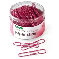 Officemate Pink Coated Paper Clips, Breast Cancer Awareness, Giant, PET-Coated, Pink, 80/Pack