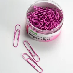Officemate Pink Coated Paper Clips, Breast Cancer Awareness, Giant, PET-Coated, Pink, 80/Pack