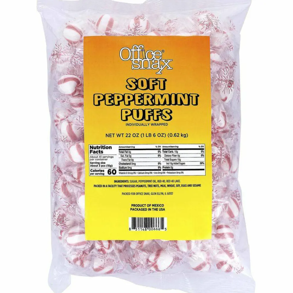 Office Snax Candy Assortments, Soft Peppermint Puffs, 22 oz Bag