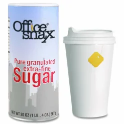 Office Snax Sugar Canister, 20 oz Reclosable Canister, 3/Pack