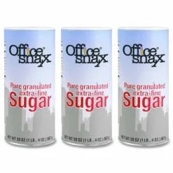 Office Snax Sugar Canister, 20 oz Reclosable Canister, 3/Pack