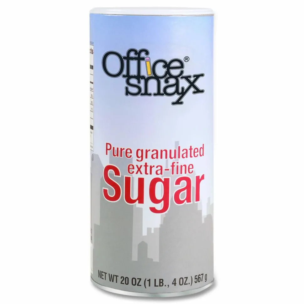 Office Snax Sugar Canister, 20 oz Reclosable Canister, 3/Pack