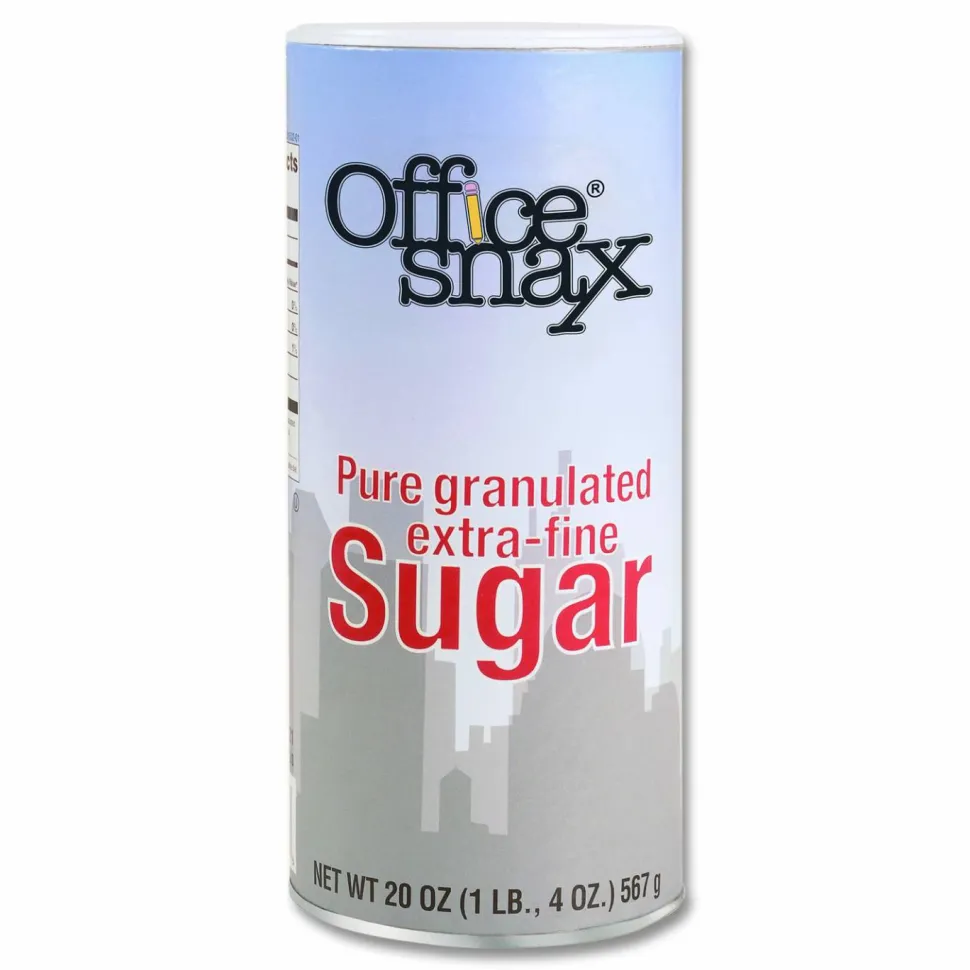 Office Snax Sugar Canister, 20 oz Reclosable Canister, 24/Carton