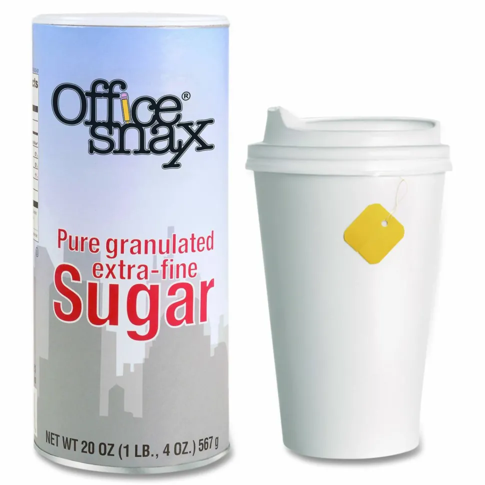 Office Snax Sugar Canister, 20 oz Reclosable Canister, 24/Carton