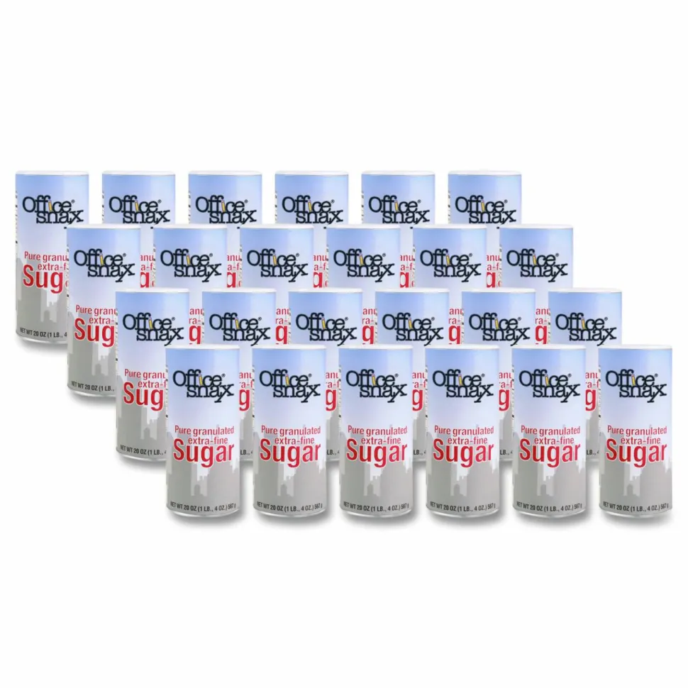Office Snax Sugar Canister, 20 oz Reclosable Canister, 24/Carton