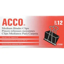 OIC Binder Clips, Medium, 1 1/4", Black, Box Of 12, 99050