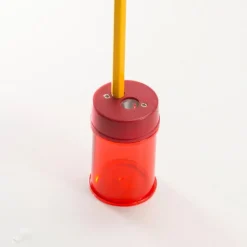 OIC Officemate Double Barrel Pencil/Crayon Sharpener 2 Hole(s) 2.1"H x 1.4"W x 1.4"D Translucent Red 1 Each