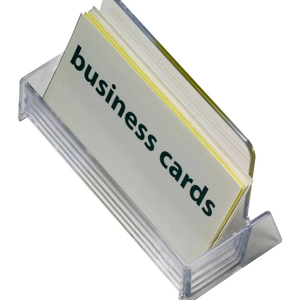 OIC Broad Base Business Card Holder, Clear