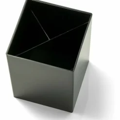 OIC 3-Compartment Pencil Cup - 4" x 2.9" x 2.9" - 1 Each - Black